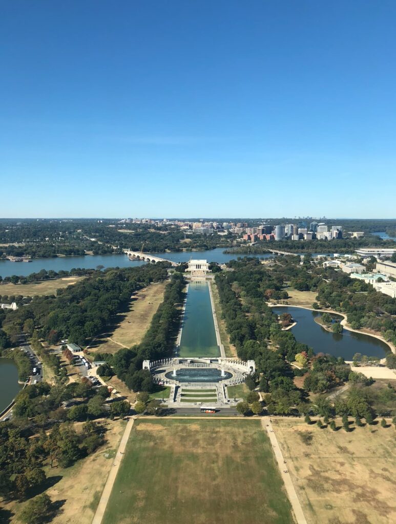 미국 직항 노선으로 방문한 워싱턴 DC 모뉴먼트에서 내려다본 내셔널몰
