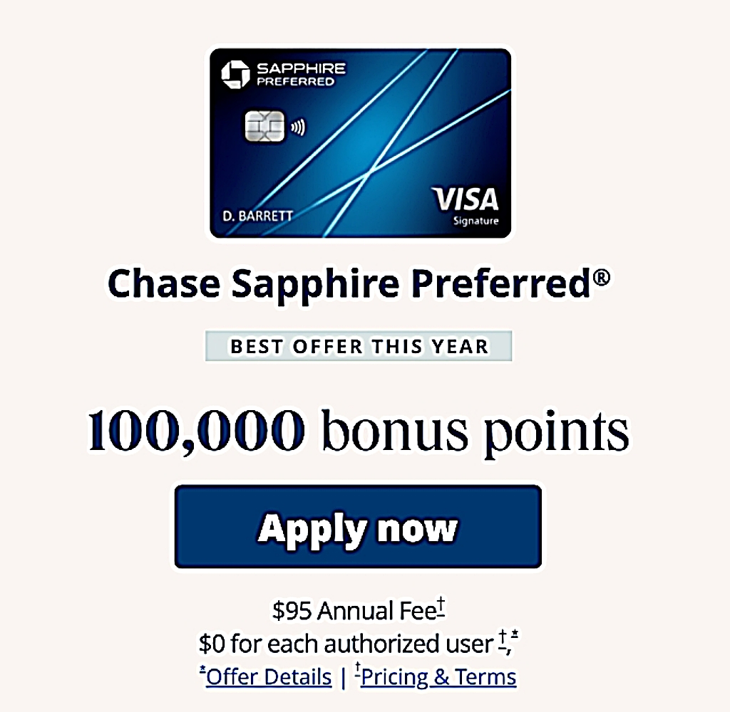 체이스 사파이어 프리퍼드 10만 보너스 오퍼 신청화면