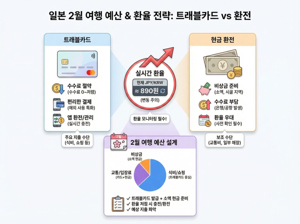 2월 오사카 여행 예산 설계를 위한 환율 전략 및 트래블카드 비교 데이터